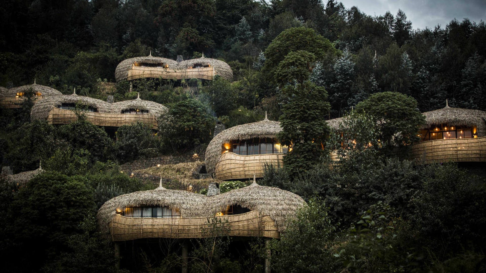 The hut shaped accommodation at Bisate Lodge - Rwanda