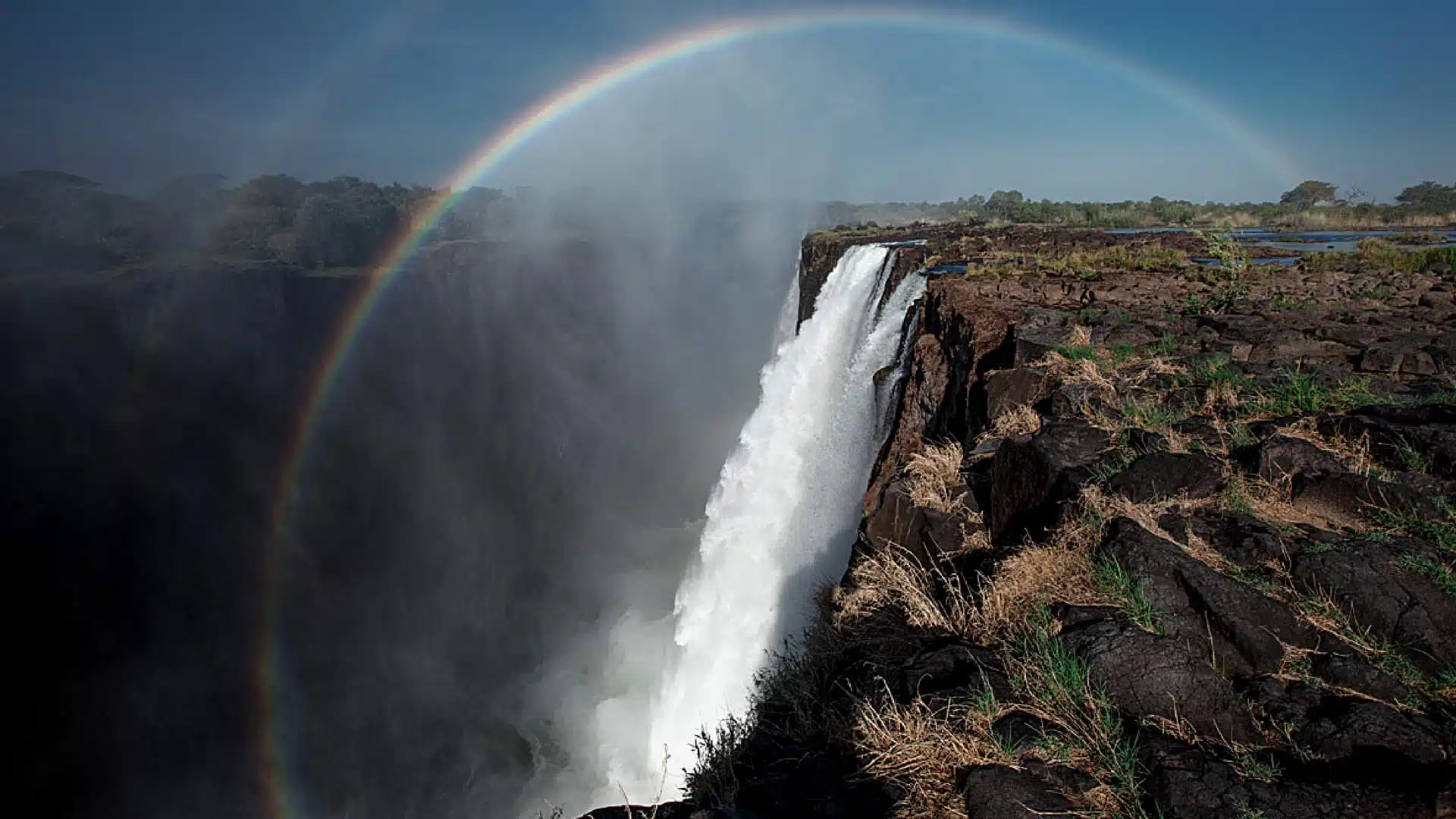 Victoria Falls with rainbow