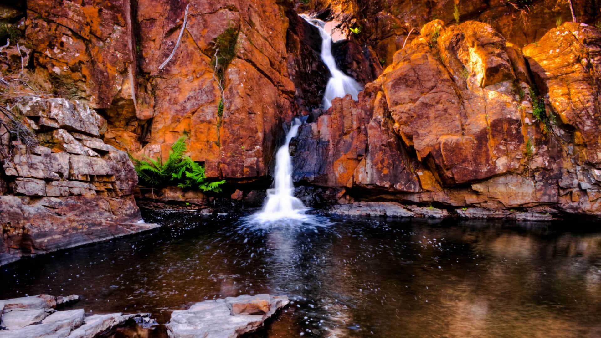 Visit Australia for: A waterfall and plunge pool in Nitmiluk Gorge