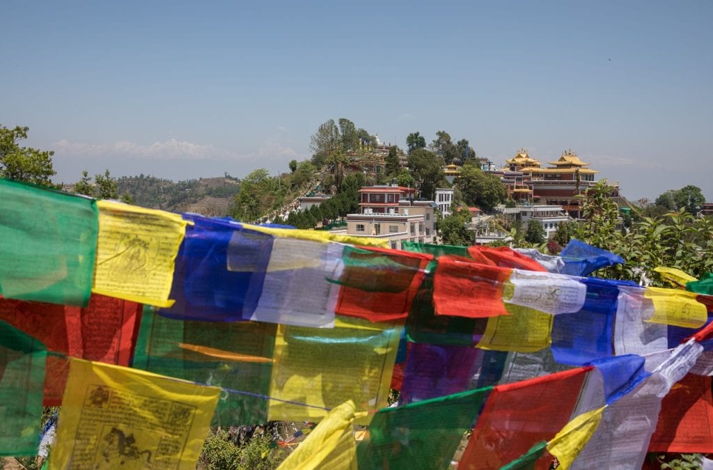 Colorful Prayer Flag Mountain Near Ancient And Holy Namobuddha Monastery. Dhulikhel, Nepal.