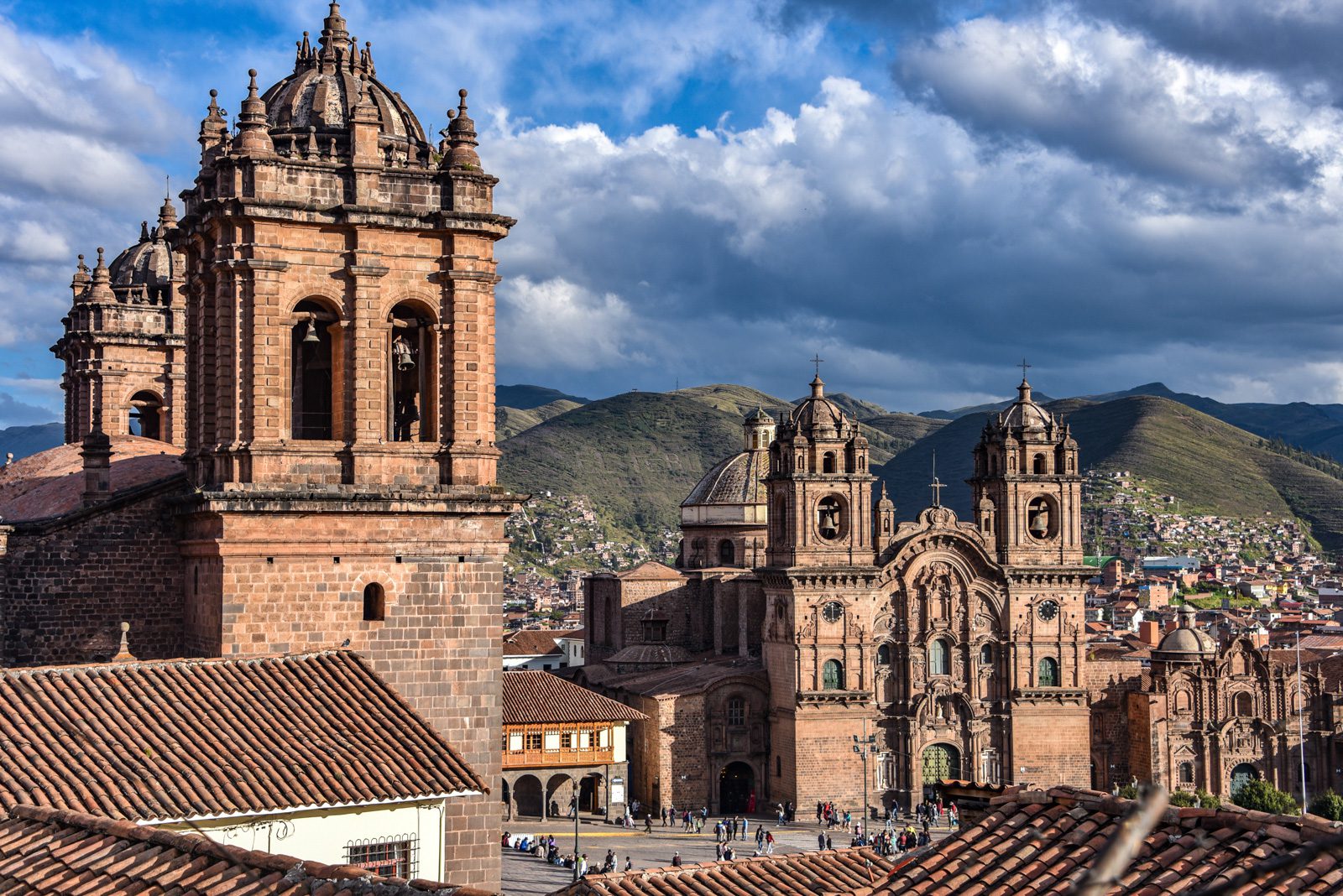 Panoramic View Of The Plaza De Armas, Cathedral And Compania De