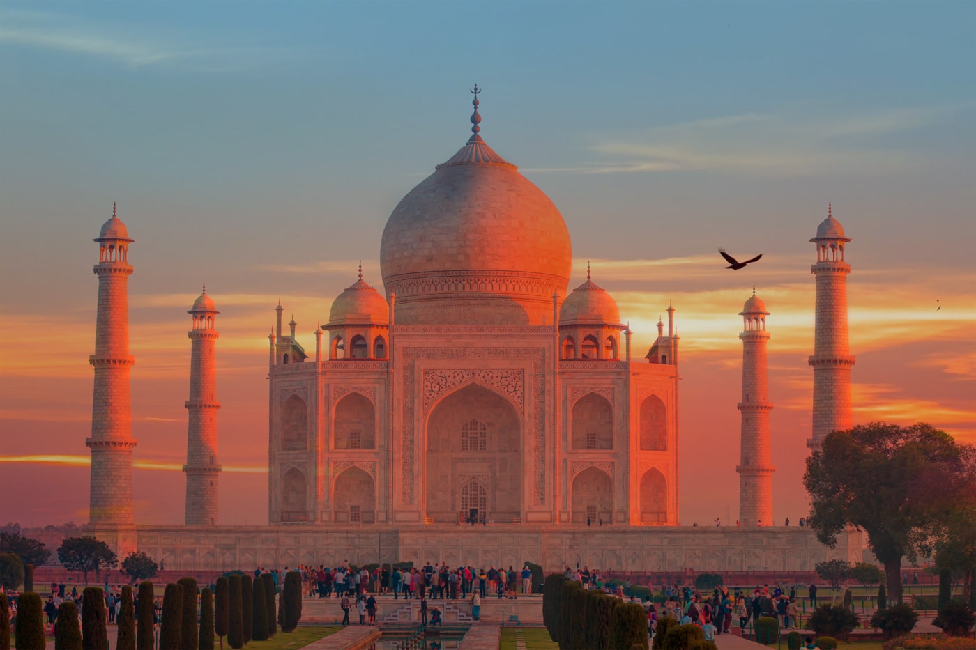 Taj Mahal At Sunset Agra, India