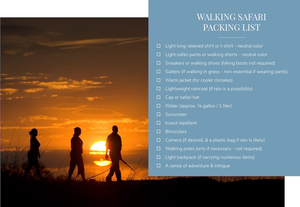 Walking safari checklist