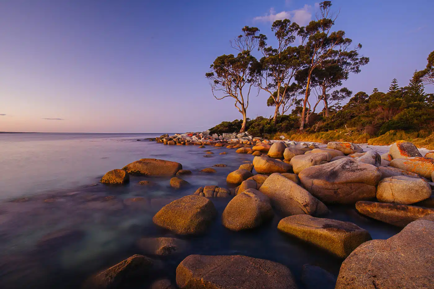 Binalong Bay Sunset In Tasmania Australia